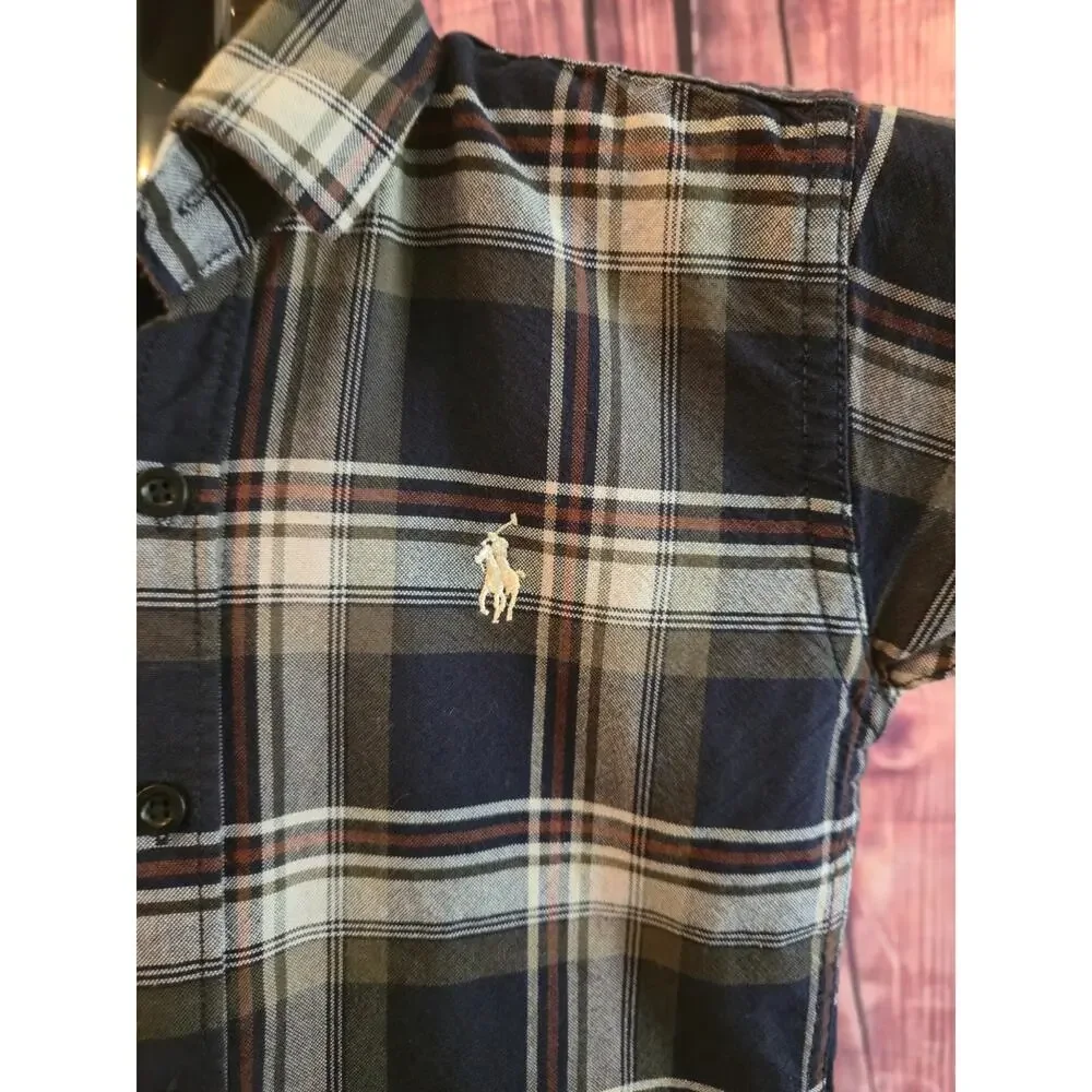 Ralph Lauren Boys Size 6Y Plaid Short Sleeve Button Down Shirt Custom Fit NWOT